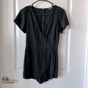 Express black romper with lace trim